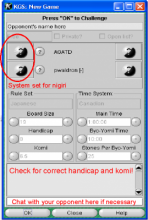 KGS New Game Window